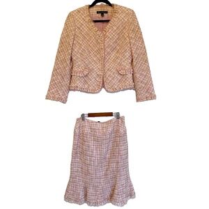 NIPON BOUTIQUE Garden Oasis 2 Piece Tweet Suit Set Size 6 Pink Jacket & Skirt
